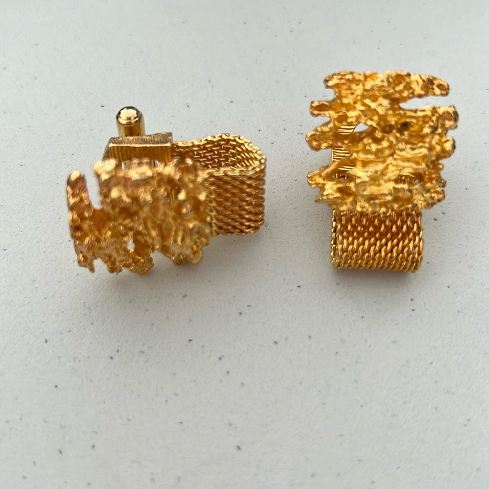 Swank vintage gold nugget cuff links